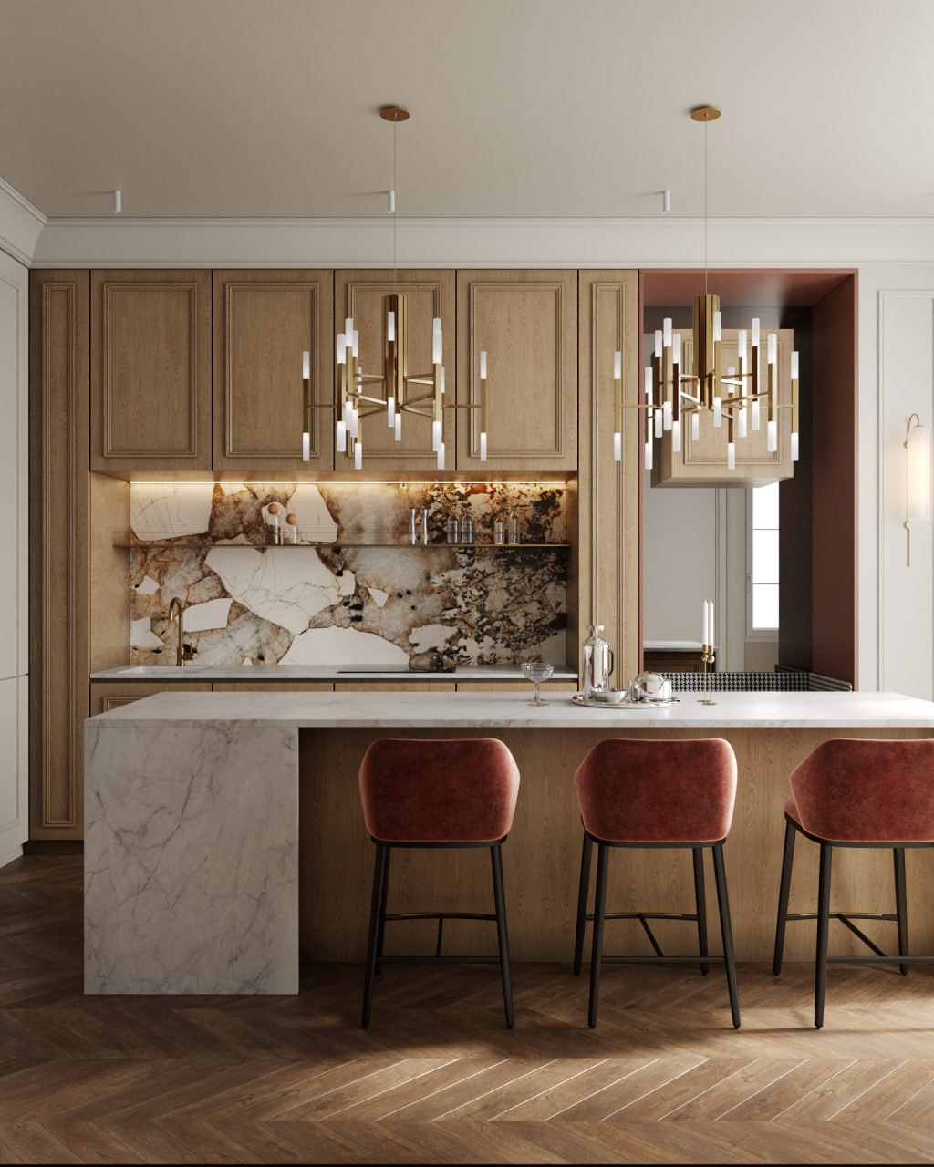 Бело-серая кухня в интерьере